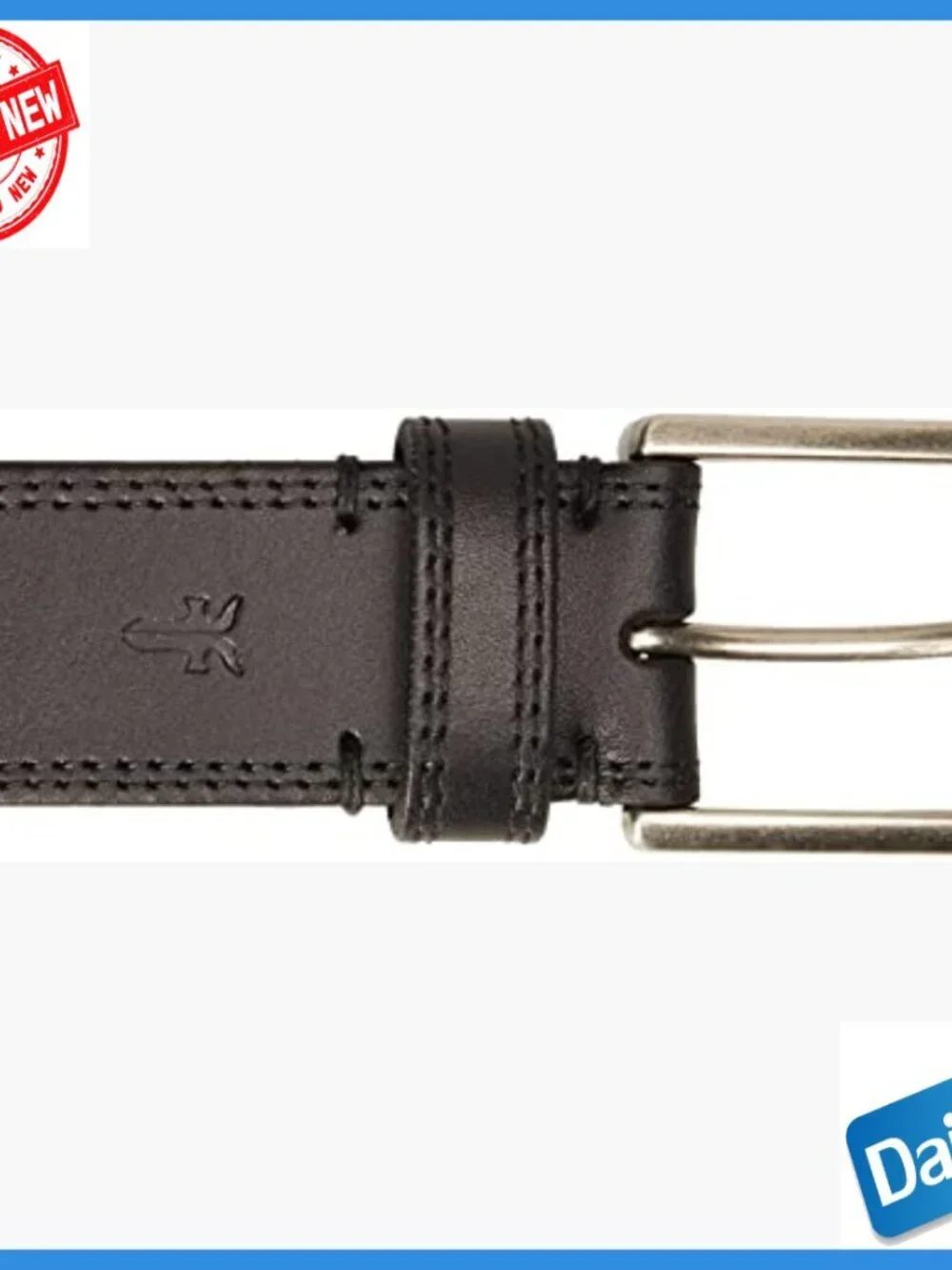 Men's 35mm Leather Belt with Antique Brass Buckle, Size 38